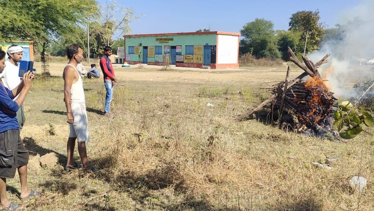 Pyres are lit in front of this government school in Madhya Pradesh children shy away from coming to school