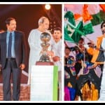 केंद्रीय खेल मंत्री अनुराग ठाकुर, ओडिशा के मुख्यमंत्री नवीन पटनायक और अभिनेता रणवीर सिंह