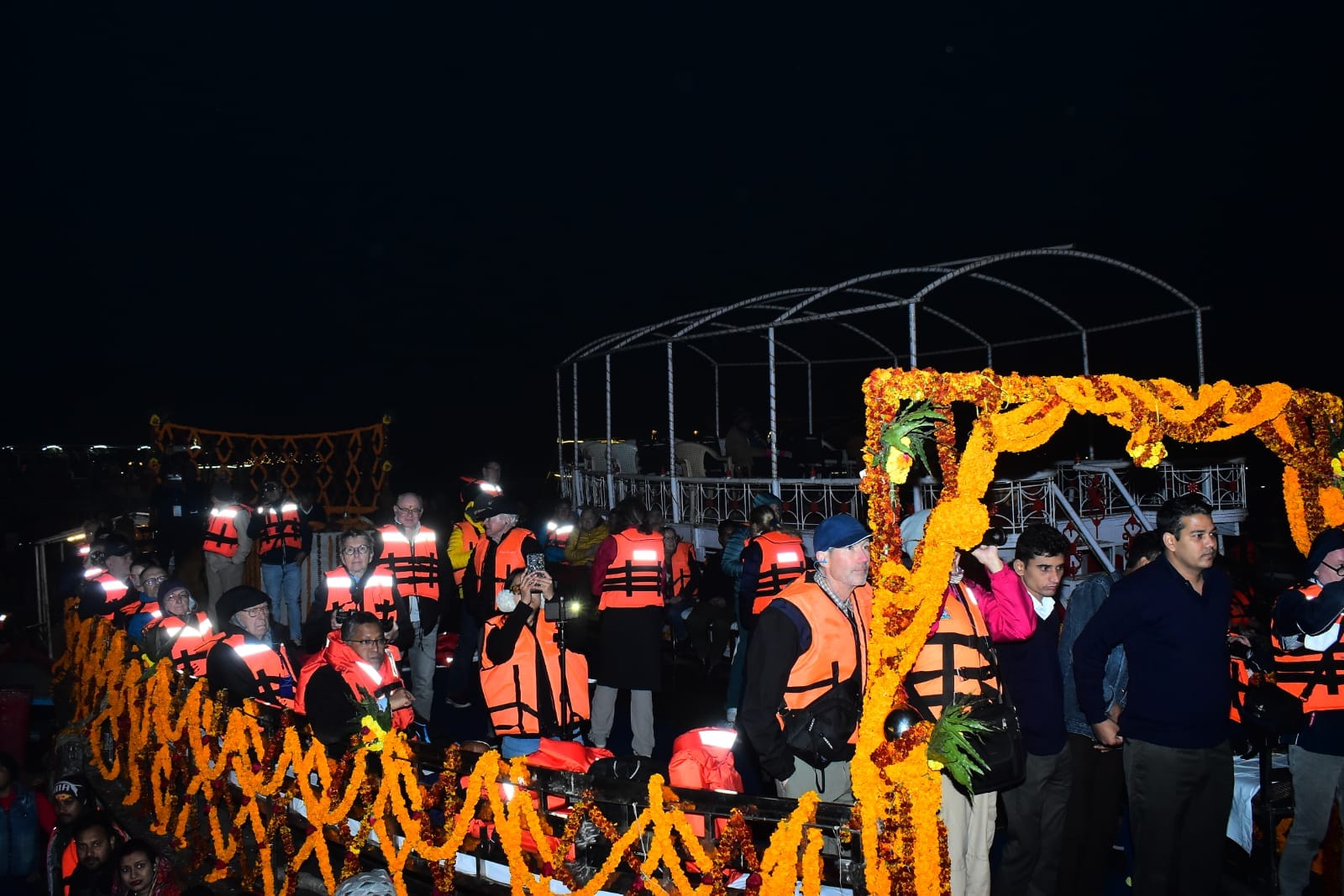 Tourists of Ganga Vilas Cruise saw Ganga Aarti in varanasi also visit Ramnagar Fort and Durga Temple