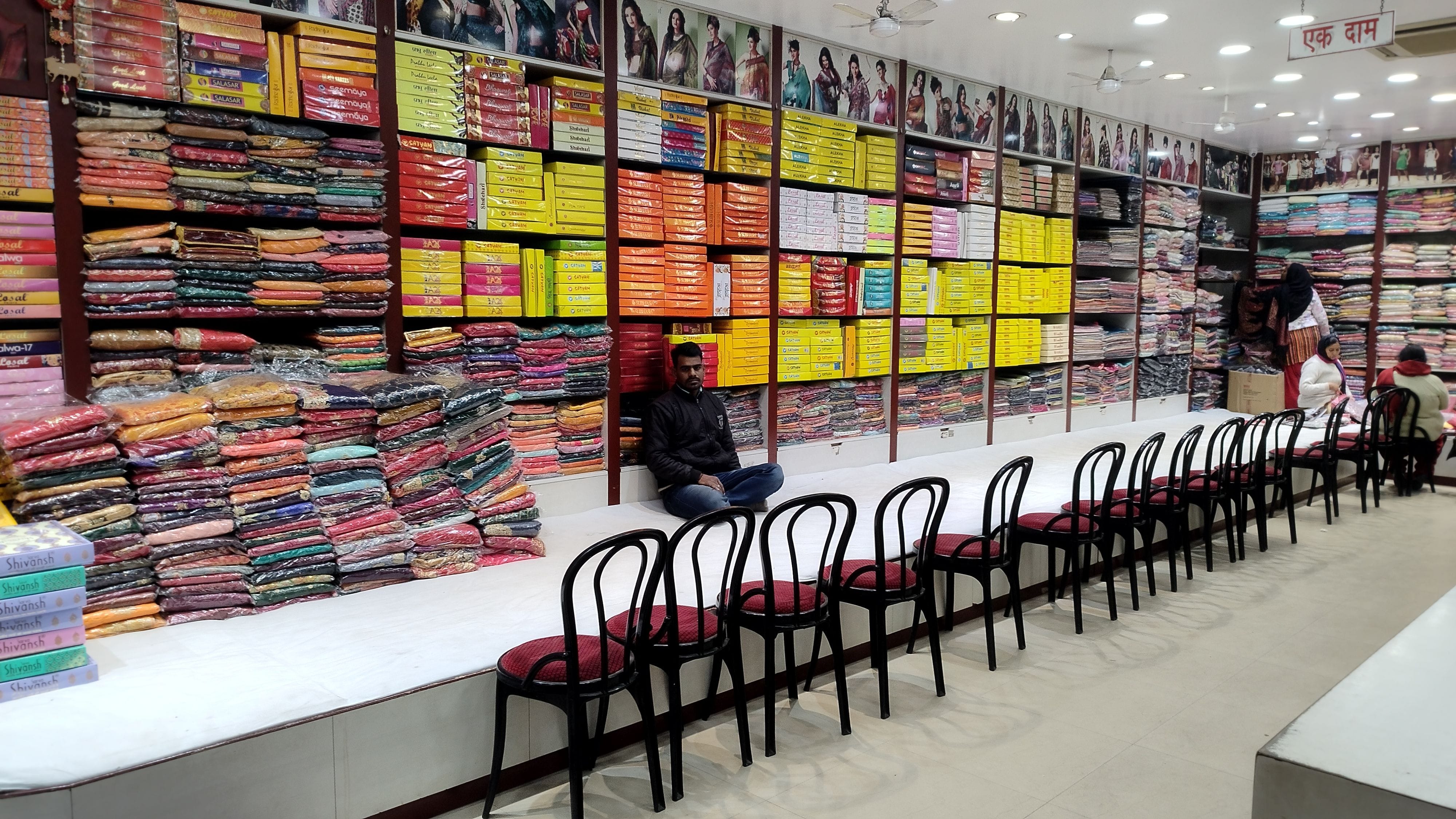 Silence on the market and shops due to cold