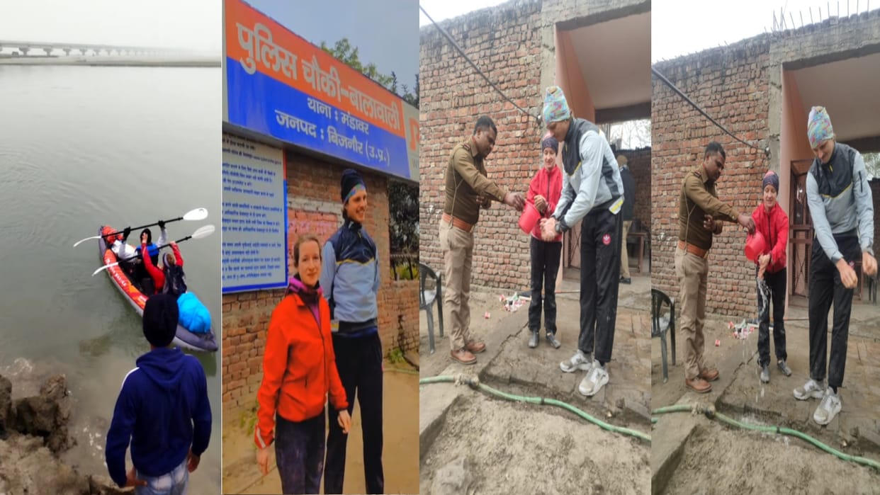 Foreign tourists ate Indian pulses and rice at the police post in Bijnor and see photos