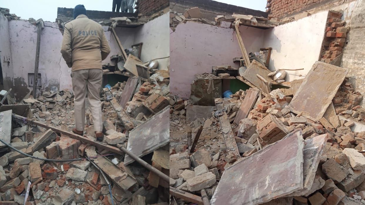 Pataudi cylinder blast woman and cow had burn injuries house collapse