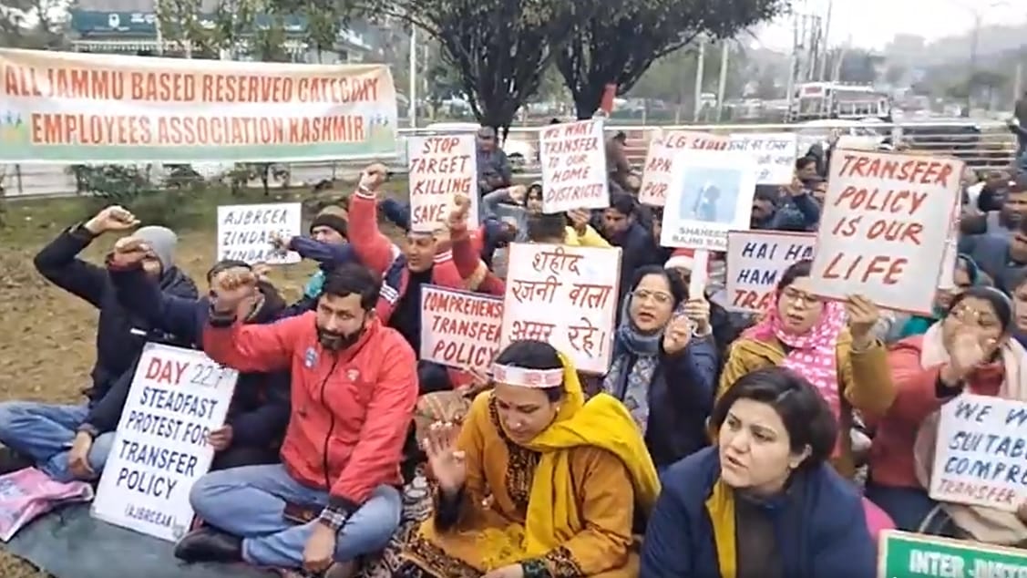 Jammu based reserved category employees kashmir protest demand to implement transfer policy