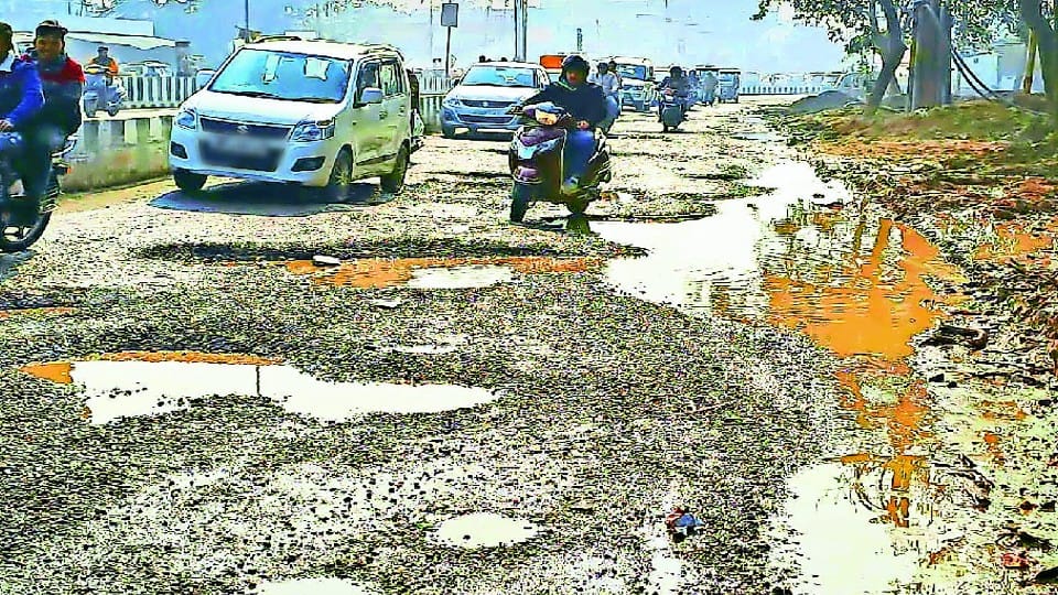pits two to two feet deep on delapir road in Bareilly