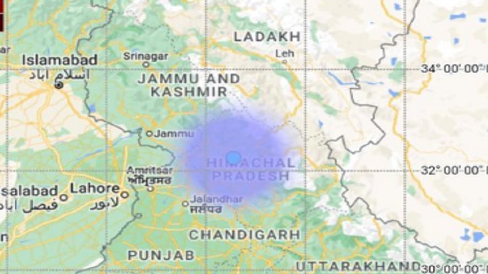 An earthquake with a magnitude of 3.2 hit 22km East of Dharamshala