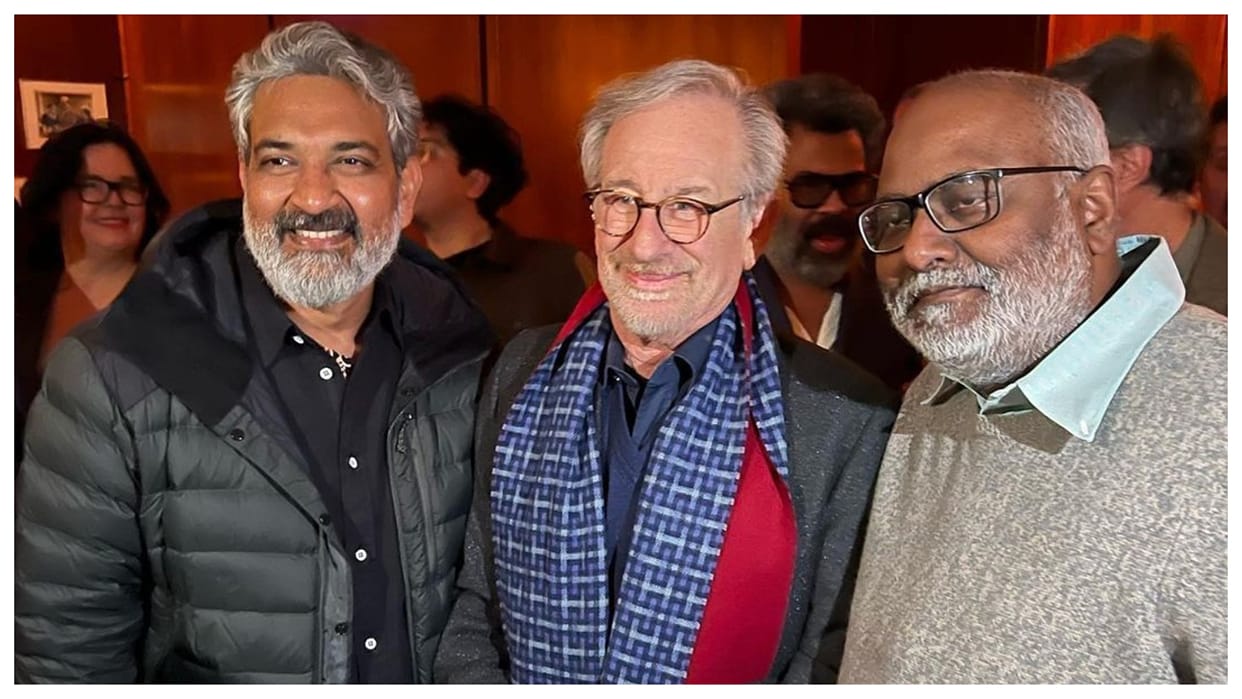Golden Globe Award Winning Movie RRR Director SS Rajamouli meets Steven Spielberg with MM Keeravani