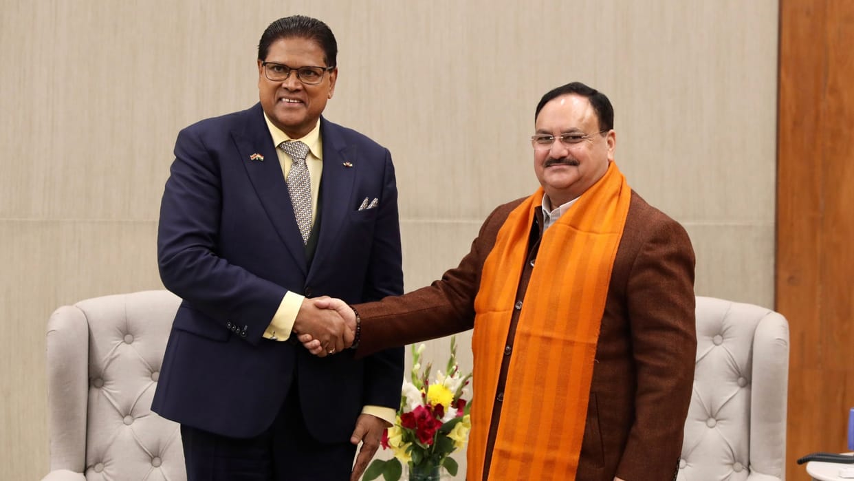 BJP Chief JP Nadda Meets Suriname President Chandrikapersad Santokhi in delhi BJP News Updates