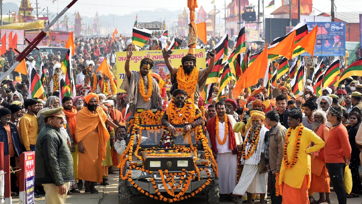 New model car became the center of attraction in the procession on Ramanandacharya Jayanti