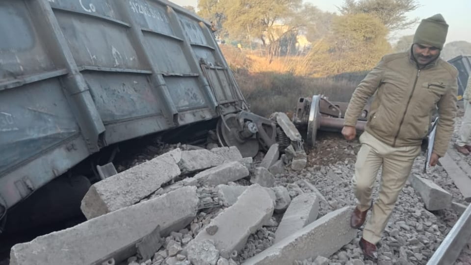 Goods train derailed near Samargopalpur village on Jind railway line in Rohtak