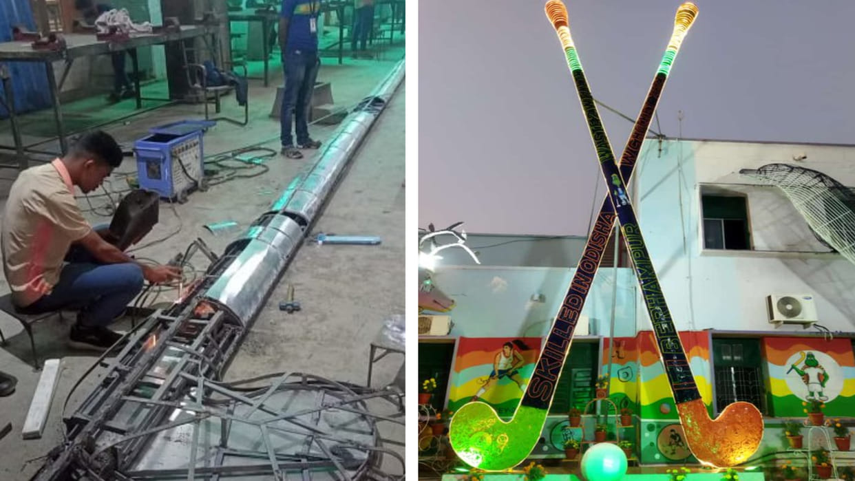 Odisha ITI students made 43 feet long hockey stick using scrap iron