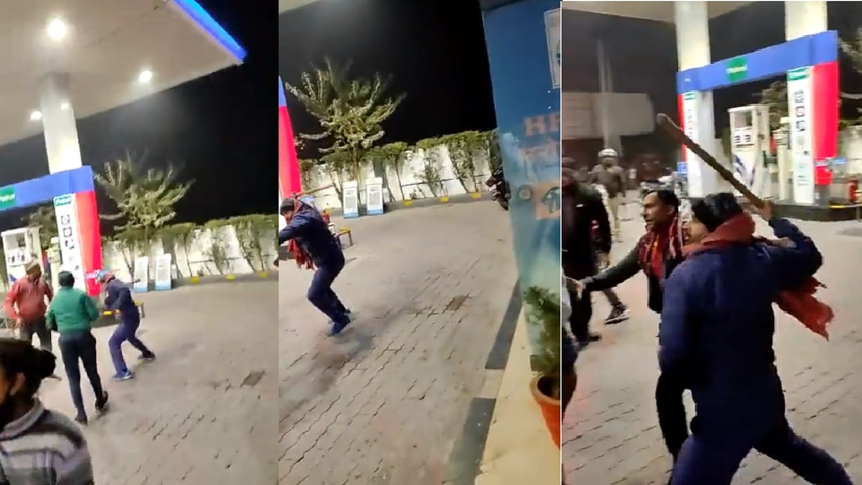 Two sides fight with sticks at petrol pump on Rohta Road in Meerut and video viral