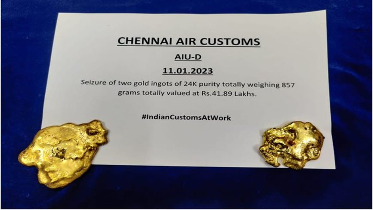 Chennai: custom seized Gold worth Rs 1.59 crore at Chennai airport