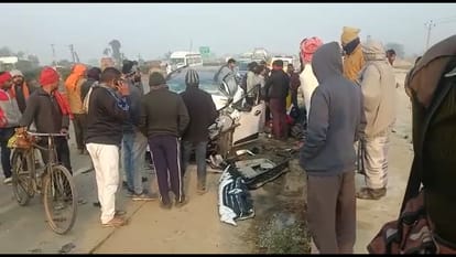 Horrific car accident in Bihar even the airbag of the Gujarat number car did not saved lives