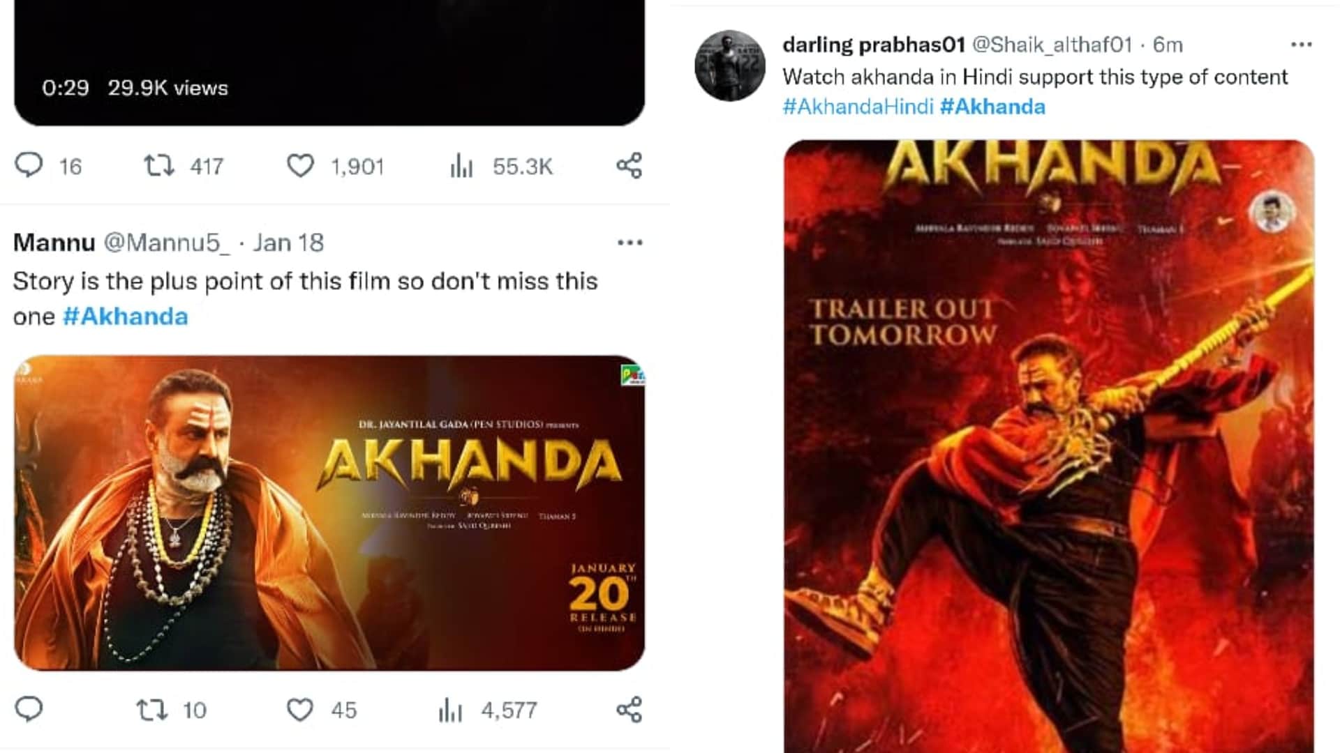 Akhanda twitter reaction Nandamuri Balakrishna Pragya Jaiswal Jagpati Babu starrer film