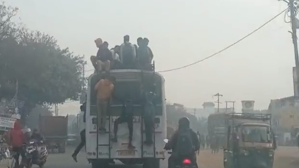 Bulandshahr passengers travelling by sitting on bus roof video goes viral