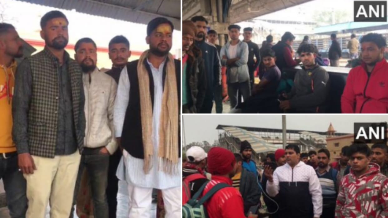 some players from Haryana boycotting a wrestling event in Gonda and going back to join protest.