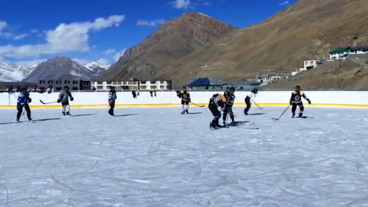 Ice Hockey practice in minus temperature in udaipur keylong lahaul spiti himachal pradesh