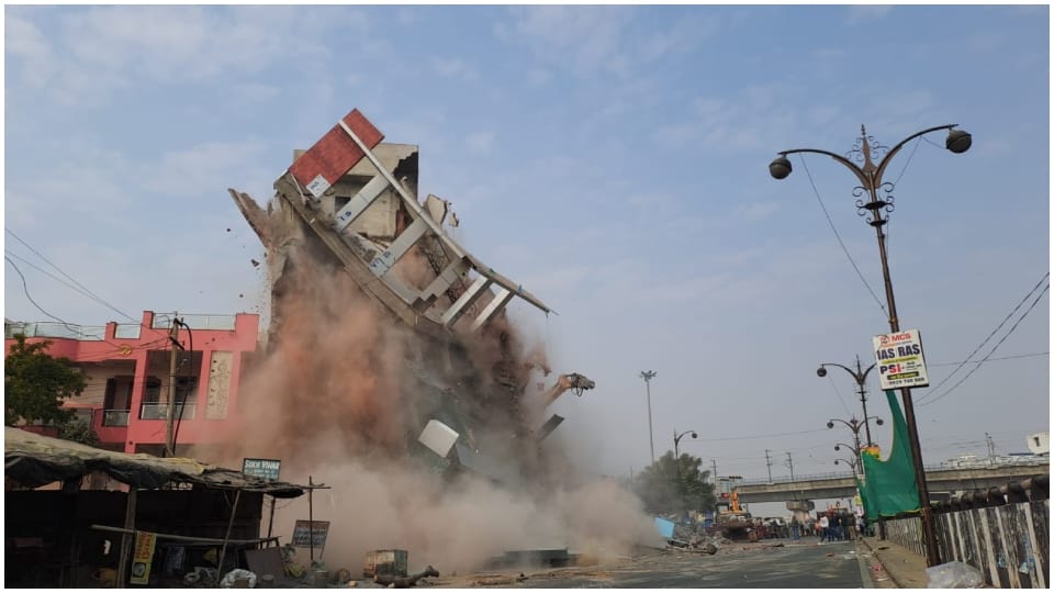 JDA demolishes five storey illegal building in Jaipur Rajasthan paper leak mastermind