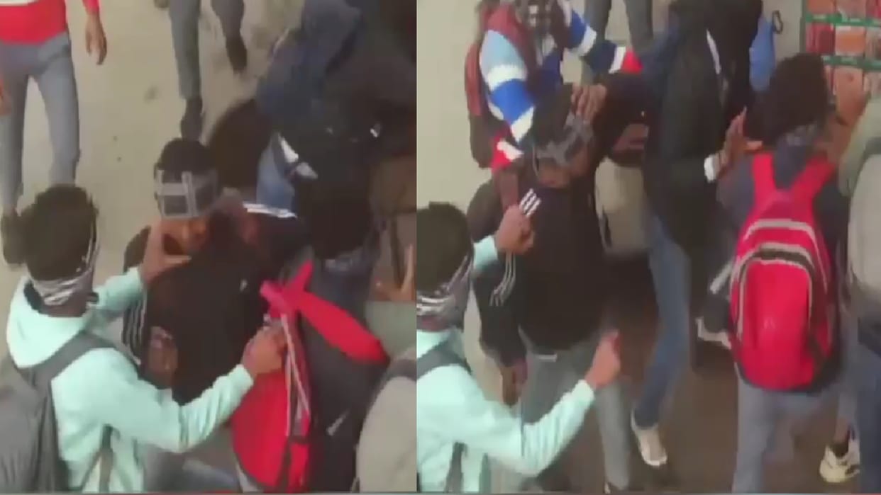 Students of two sides fight on road for a girl student in Baghpat District