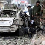 नरवाल में ब्लास्ट के बाद जांच करते सुरक्षाबल