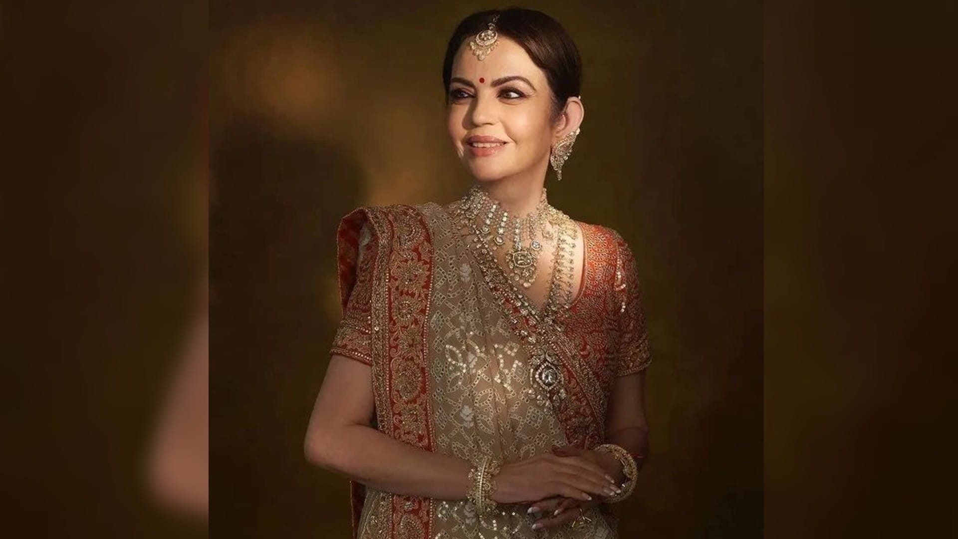 Nita Ambani Dazzles at 59 in Abu Jani Sandeep Khosla Ghaghra, at Anant and Radhika Engagement Ceremony