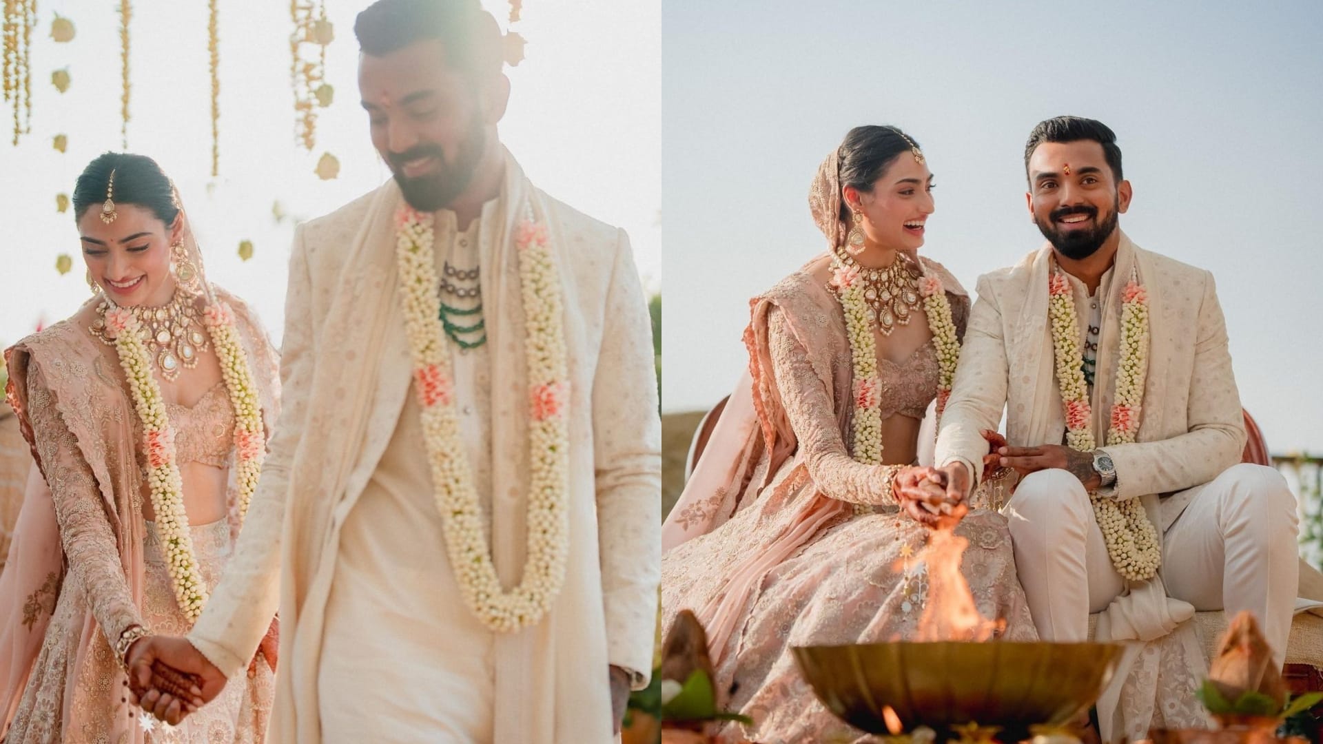 Athiya Shetty Kl Rahul first wedding pictures Suniel Shetty daughter cricketer looks beautiful happy together