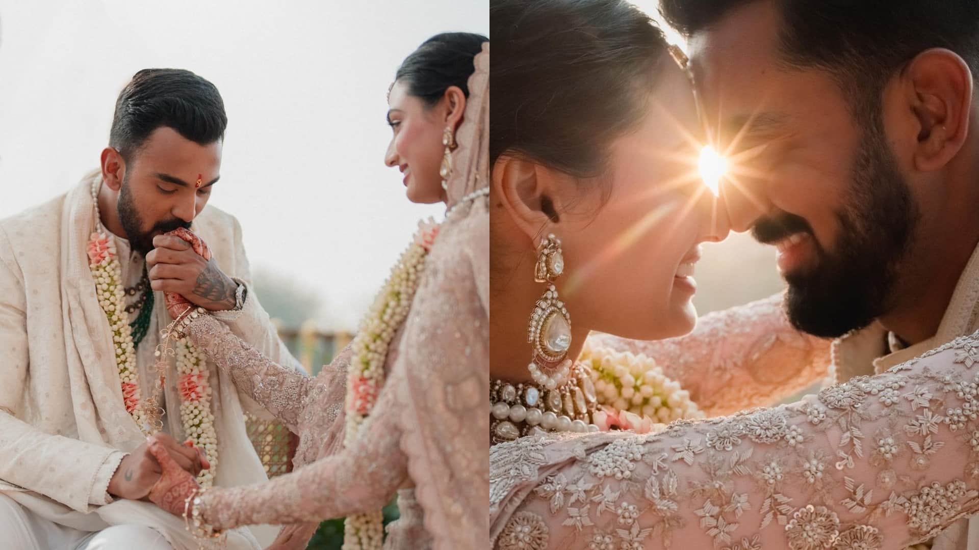 Athiya Shetty Kl Rahul first wedding pictures Suniel Shetty daughter cricketer looks beautiful happy together