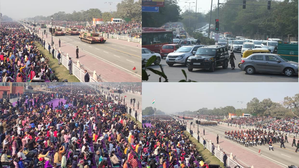 Republic day full dress rehearsal on kartavya path see parade in photos and traffic jam
