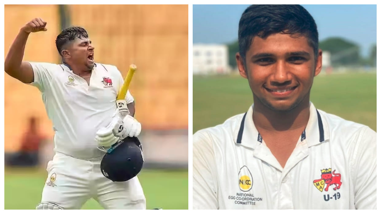 sarfaraz khan brother musheer khan hits triple hundred in ck naidu trophy mumbai vs hyderabad match