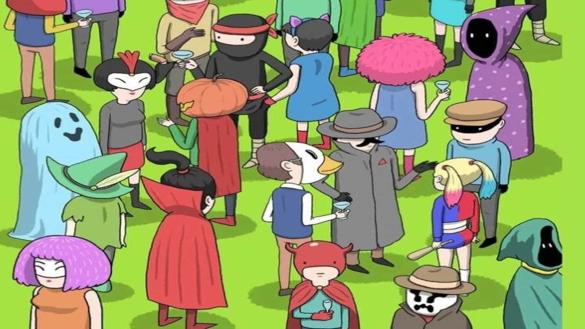 optical illusion Can you spot the thief in this Halloween party in 7 seconds? check your brain iq puzzle games