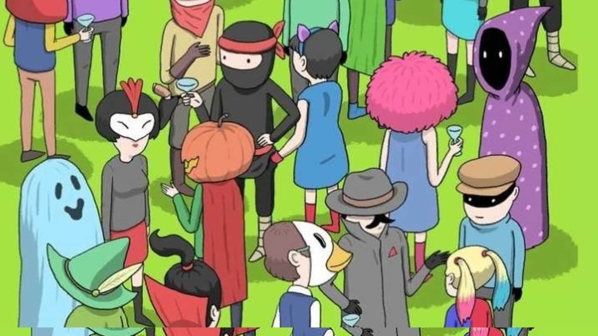 optical illusion Can you spot the thief in this Halloween party in 7 seconds? check your brain iq puzzle games