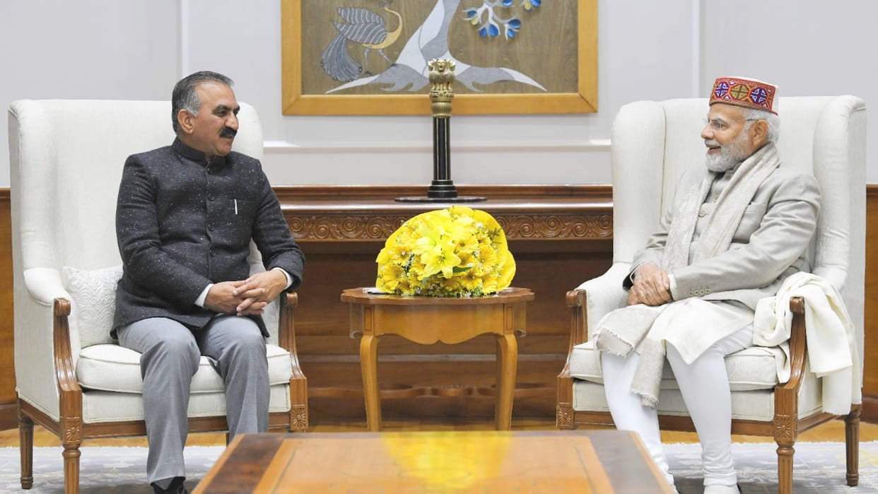 Himachal cm Thakur Sukhvinder Singh Sukhu called on pm Narendra Modi at New Delhi