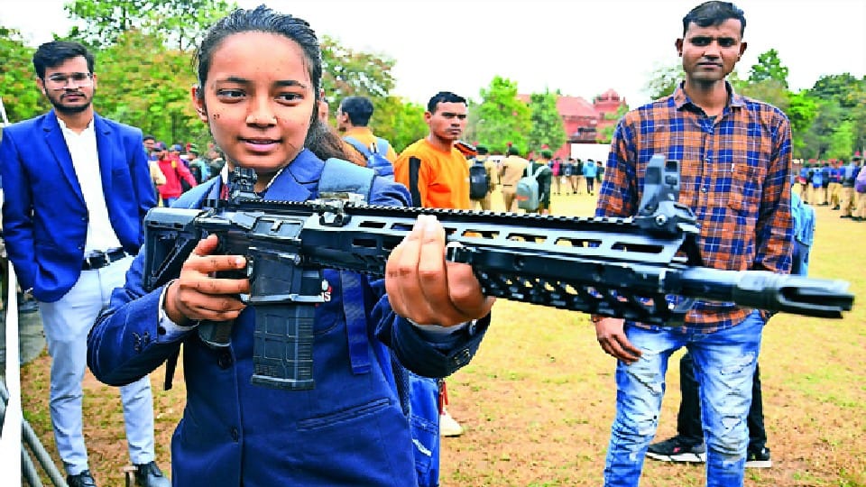 army weapons exhibition at bareilly college hockey ground