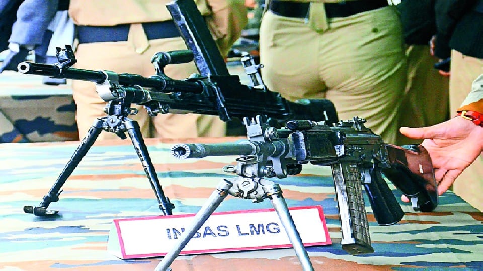 army weapons exhibition at bareilly college hockey ground