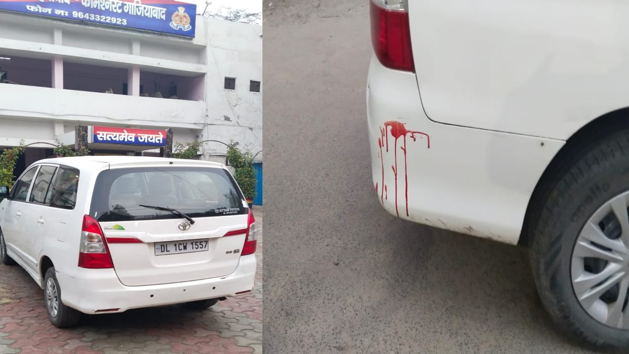 Ghaziabad speedy car hits media person his dog come under car died