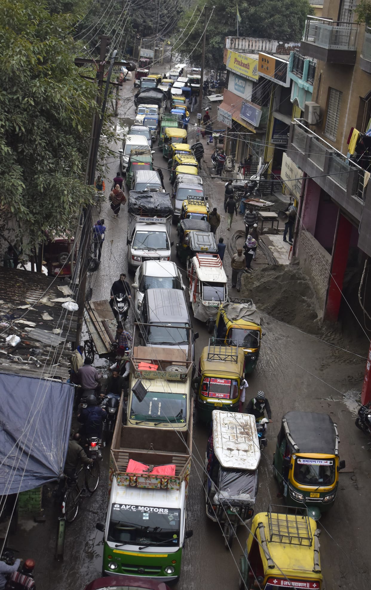 Work done by diverting route, there seems to be jam