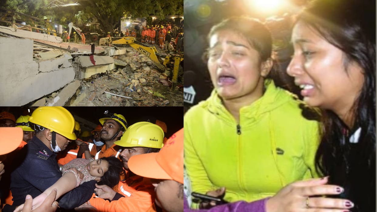 Lucknow Building Alaya Apartment accident Screams kept echoing from the debris Relatives kept crying outside