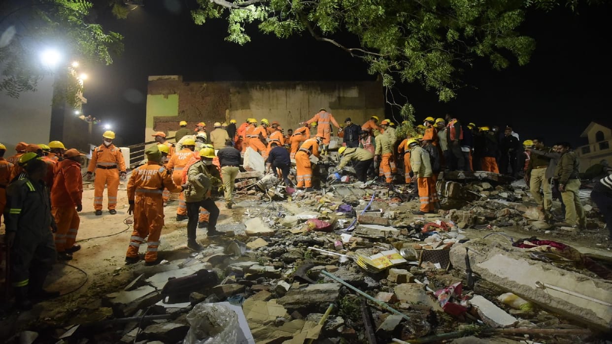 lucknow building collapse Yazdan builders infamous for illegal construction by occupying govt land