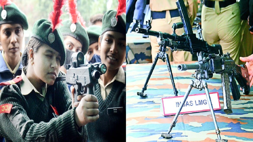 army weapons exhibition at bareilly college hockey ground