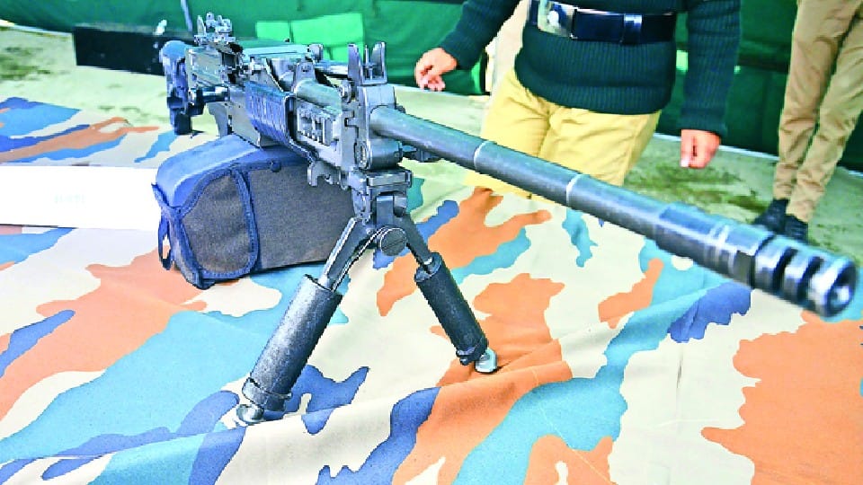 army weapons exhibition at bareilly college hockey ground