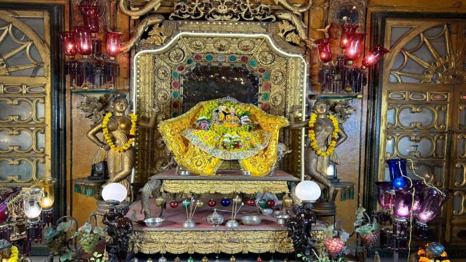 Devotees kept gazing at Vijraman Thakur Radharaman Lal Ju Maharaj in Mathura's Basanti room in mathura