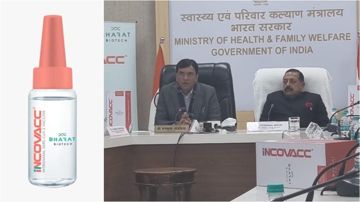 Union Health Minister Mansukh Mandaviya launch Bharat Biotech nasal COVID vaccine iNCOVACC