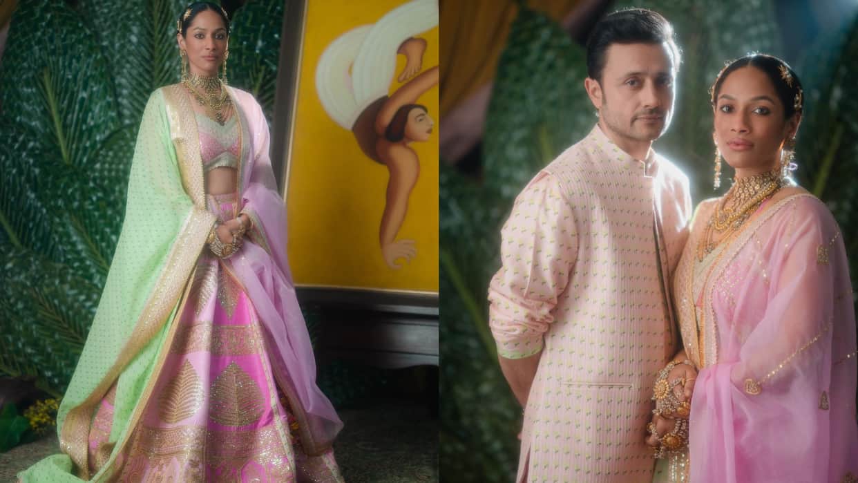 Masaba Wedding Look : Masaba Gupta Wear pink lehnga on her wedding see photos of wedding