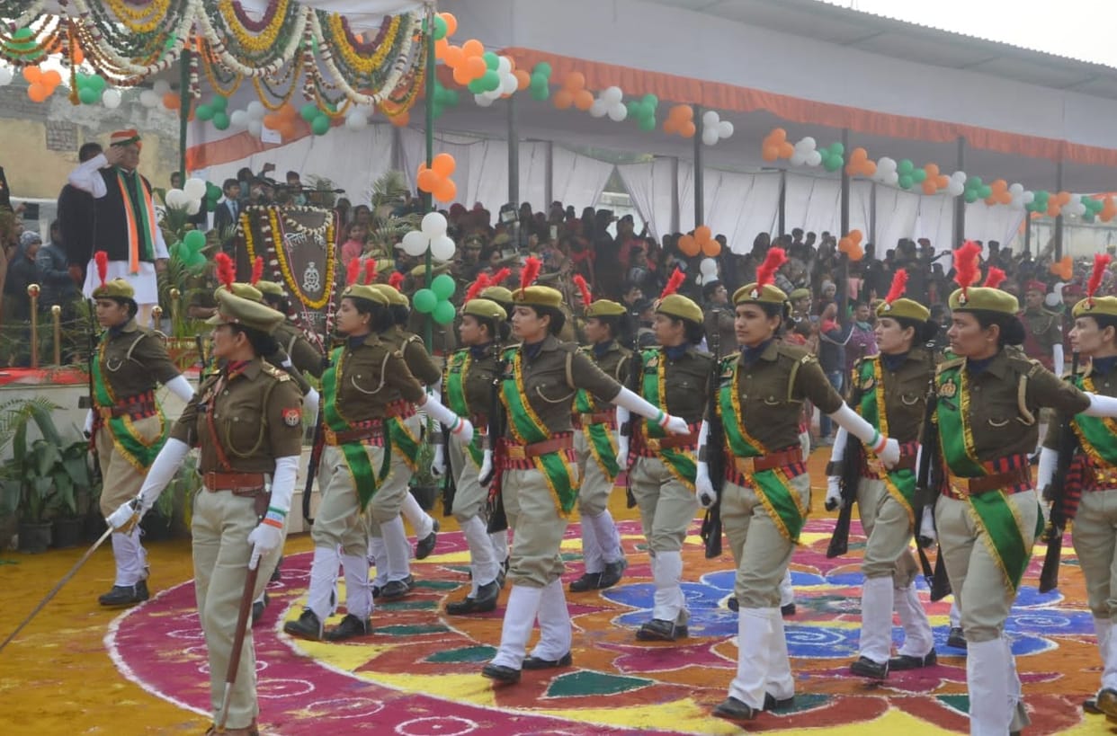 Mathura: Cabinet minister took salute at police line parade