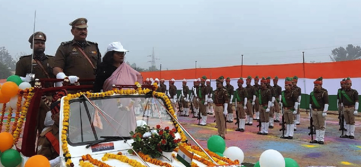 tricolor hoisted in the sky Republic Day celebrated in Hathras