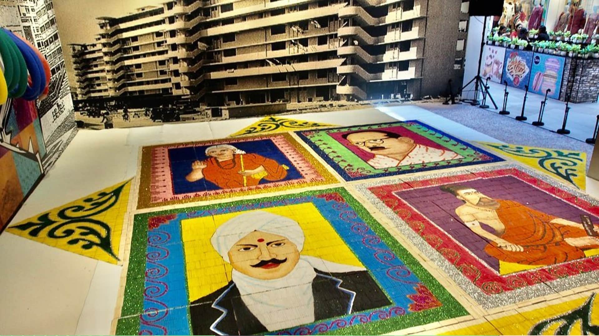 Indian mother-daughter duo enters Singapore Book of Records by making rangoli of 26000 ice cream sticks