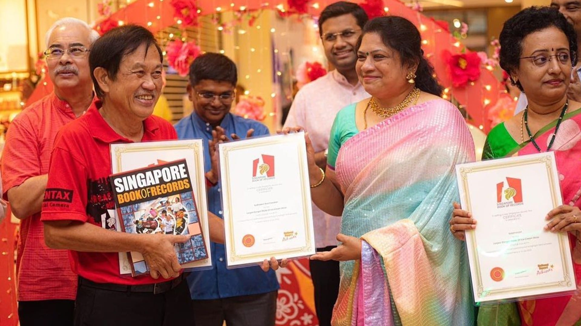 Indian mother-daughter duo enters Singapore Book of Records by making rangoli of 26000 ice cream sticks