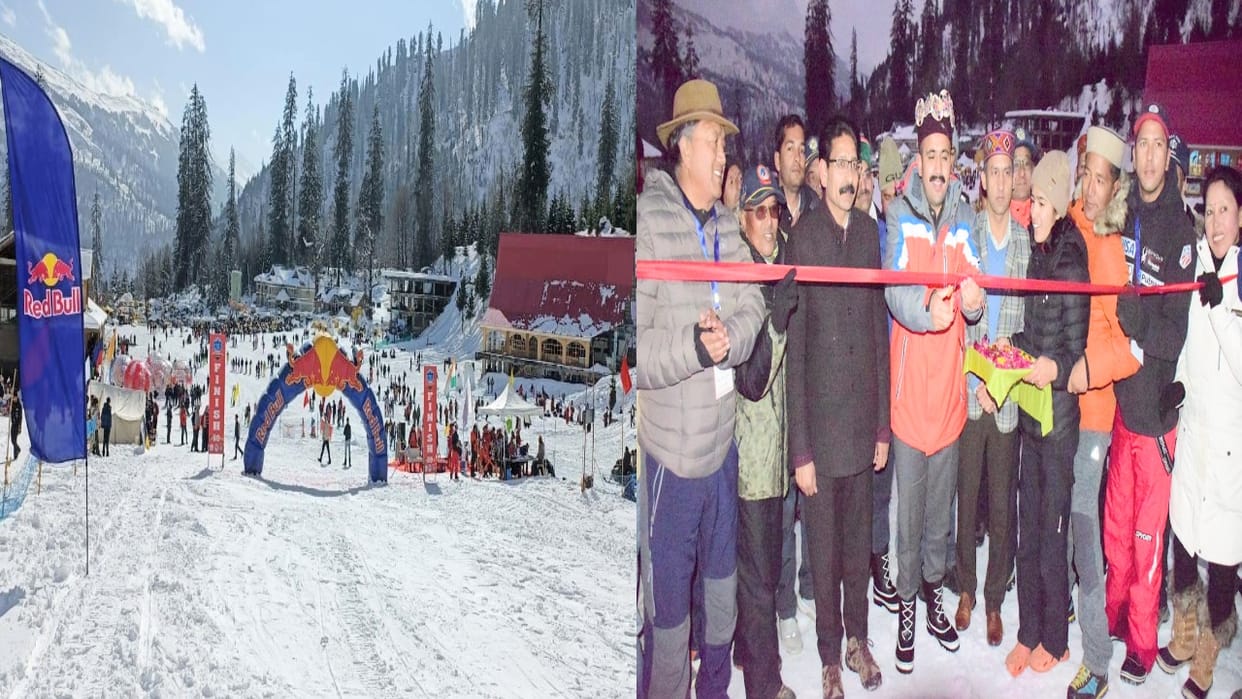 State level Skiing and snowboard competition started at Solanganala, Aanchal in women's category, Yogesh won g