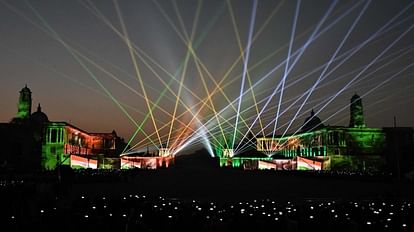 Beating Retreat Spectacular view at Vijay Chowk 3500 drones created artworks on Indian classical music