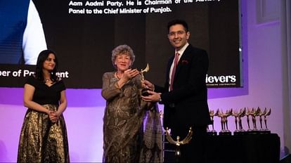 Rajya Sabha MP Raghav Chadha conferred with India UK Outstanding Achiever award at London